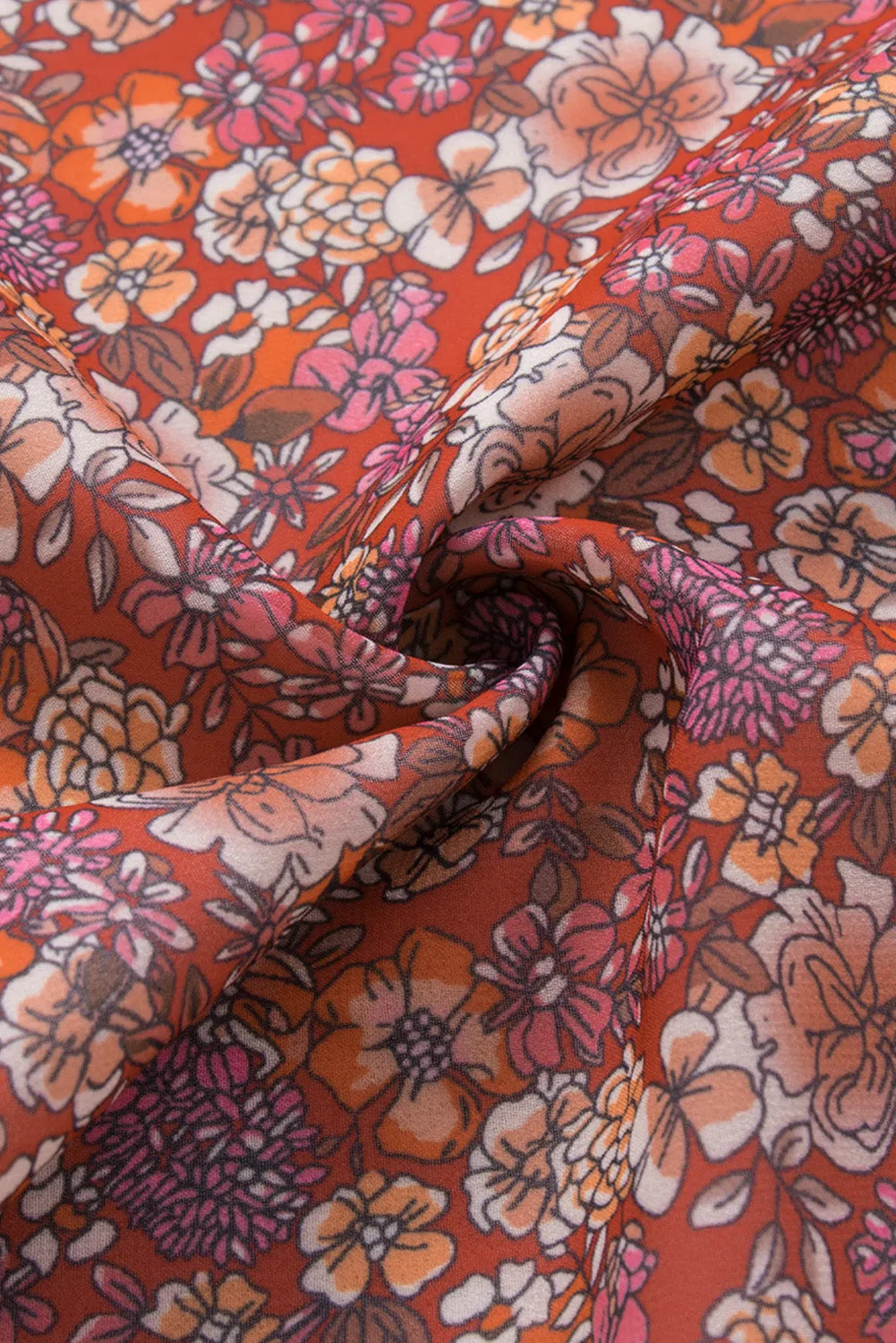 Red Floral Print Loose Spaghetti Strap Cami Top