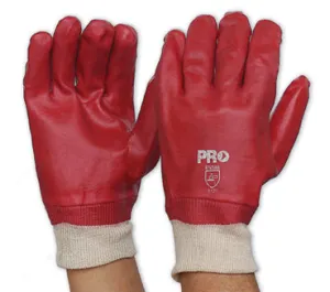 Red PVC Single Dip with Knitted Wrist