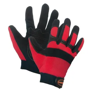 Red Spandex Padded Palm Mechanic's Gloves