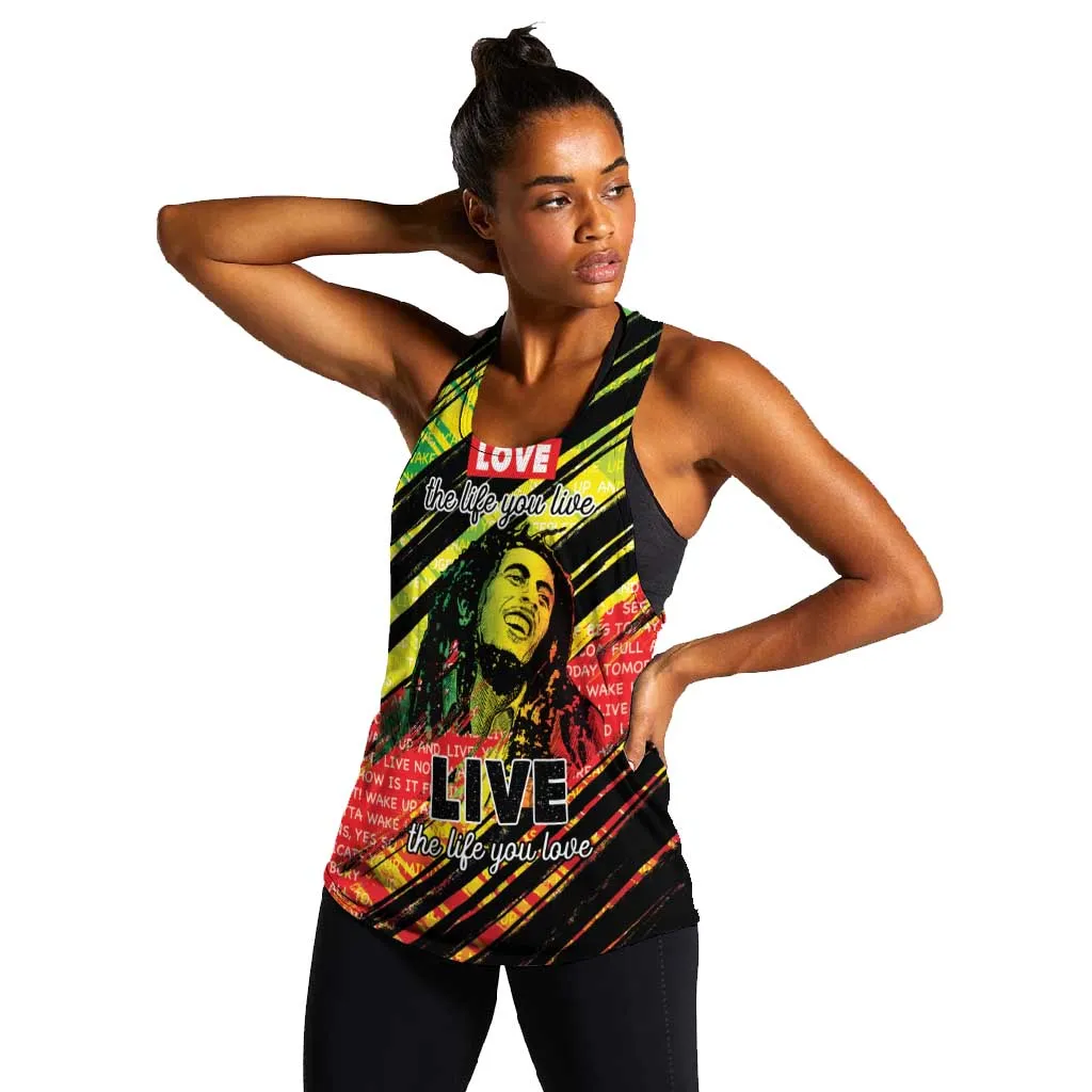 Reggae Legend Women Racerback Tank Love The Life You Live Live The Life You Love LT05