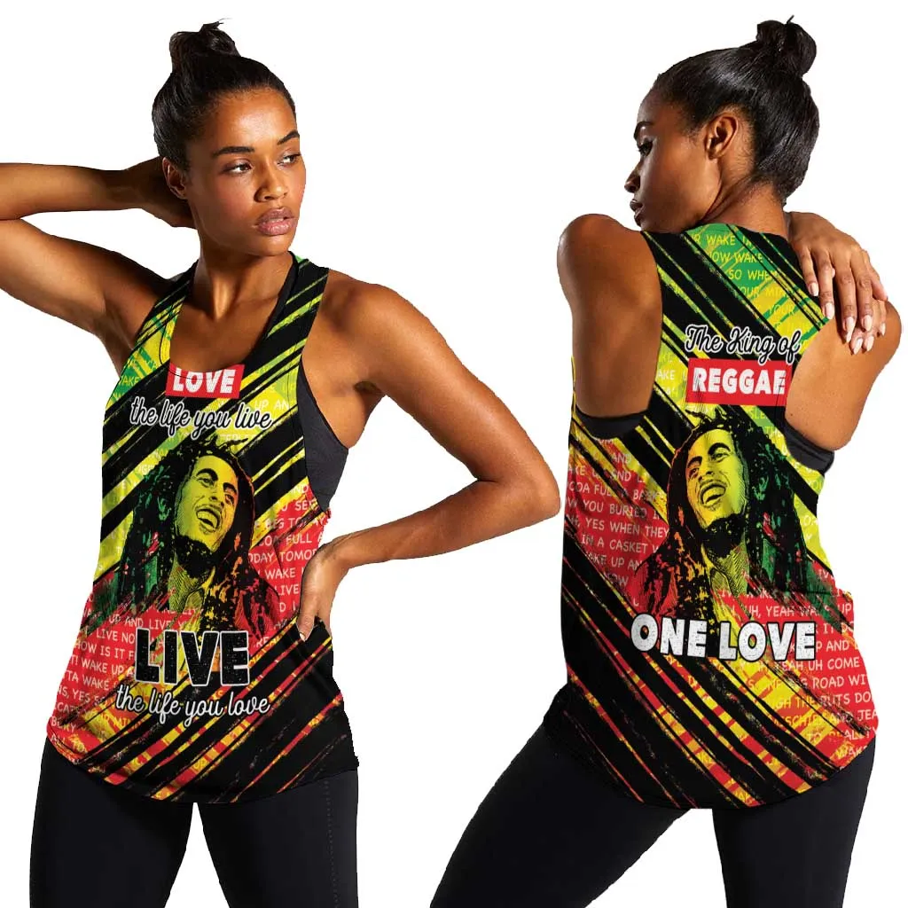 Reggae Legend Women Racerback Tank Love The Life You Live Live The Life You Love LT05