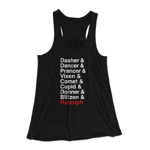 Reindeer Names Women's Flowey Racerback Tank Top