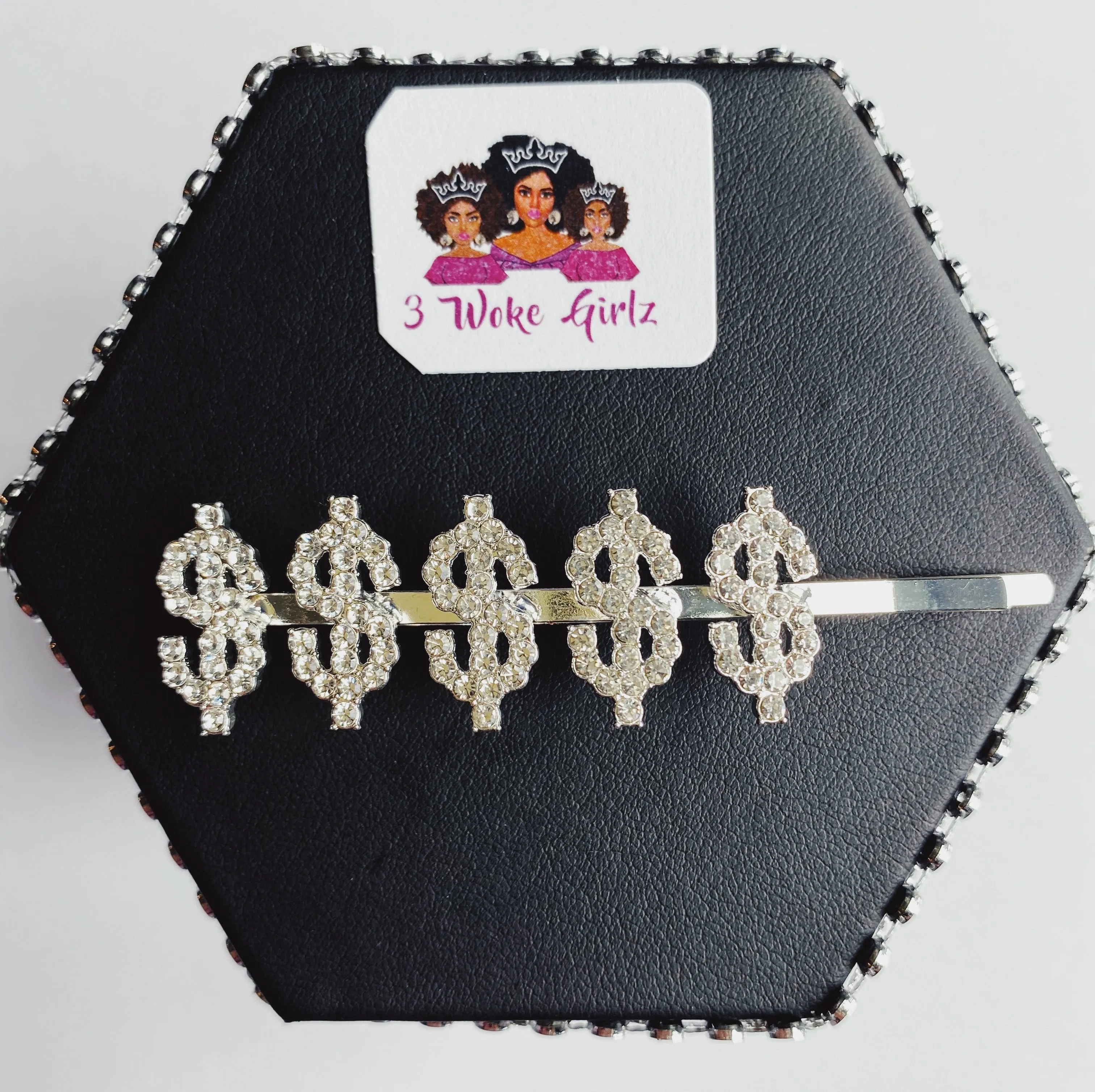 Rhinestone Dollar Sign Statement Words Hairpin Hair Clip Hairpins