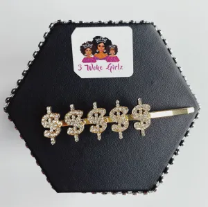 Rhinestone Dollar Sign Statement Words Hairpin Hair Clip Hairpins