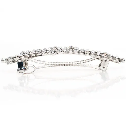 Rhodium Silver Colored Barrette with Crystals