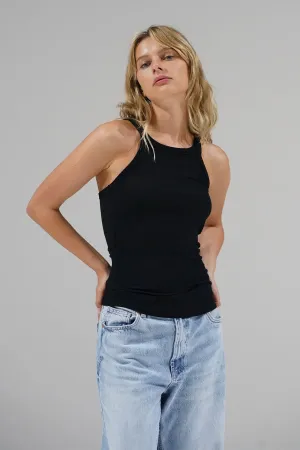 Ribbed Skinny Racer in Black