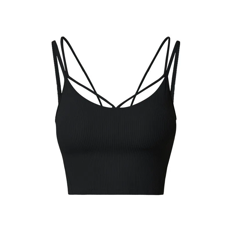 Ribbed Spaghetti Strap Yoga Tank Top