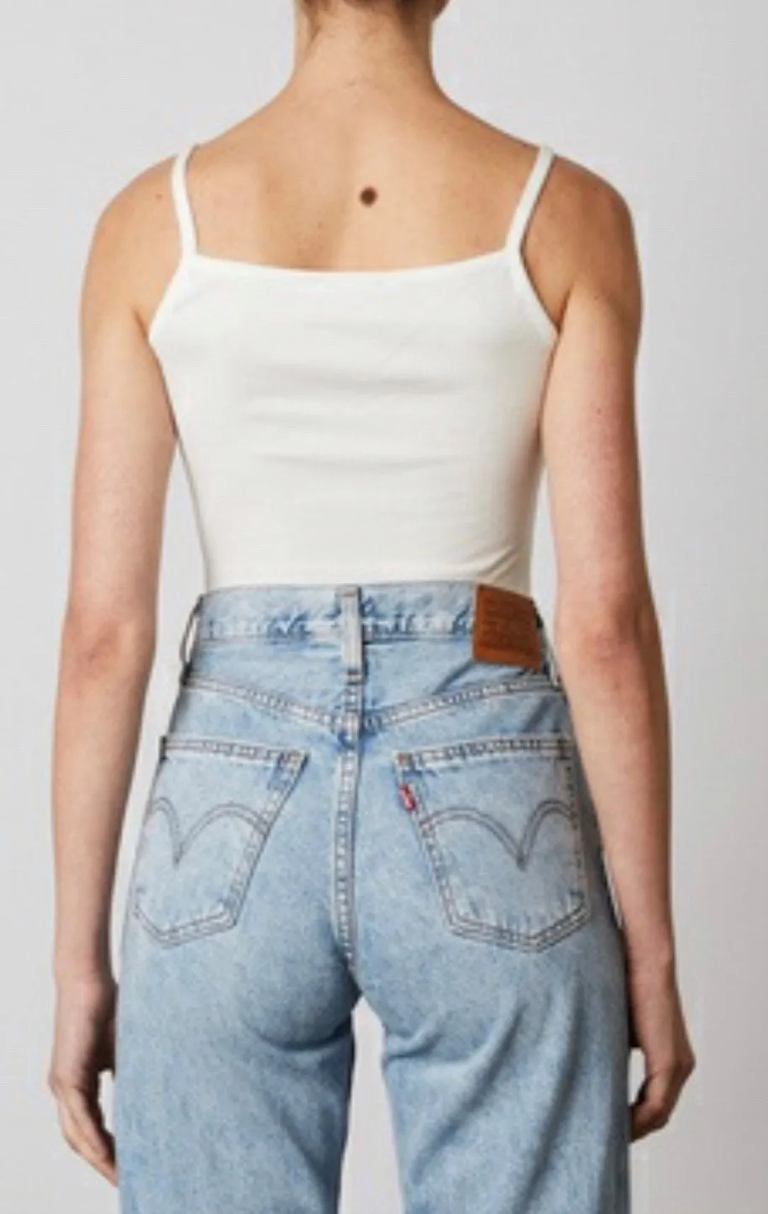 Ribbed Square Neck Spaghetti Strap Crop Top