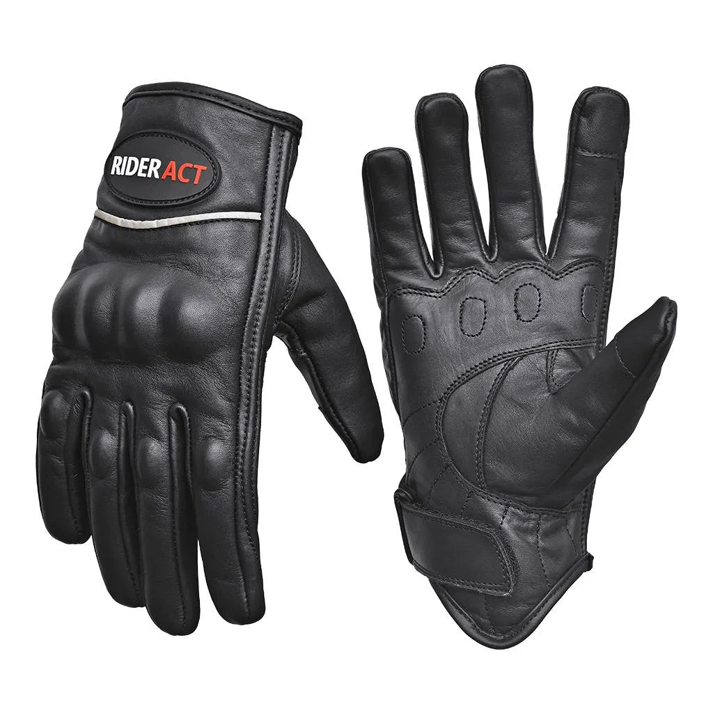 RIDERACT® UNISEX Leather Motorbike Gloves SB1-Pro Motorbike Gloves