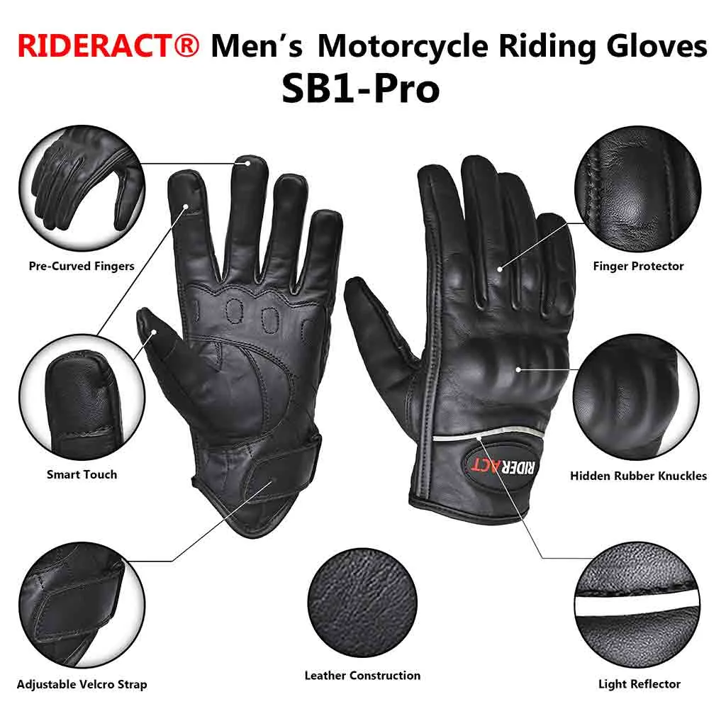 RIDERACT® UNISEX Leather Motorbike Gloves SB1-Pro Motorbike Gloves