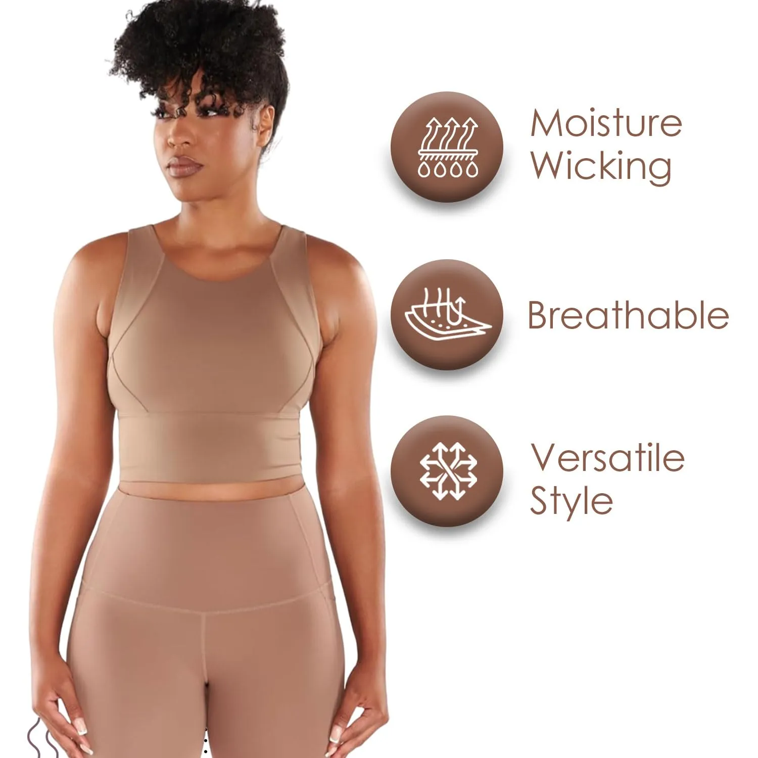 ROAM LOUD Yanta Tank Bra | Cacao L | Racerback Women's Sports Bras | Flexible High Impact Compression Gym Sports Bra