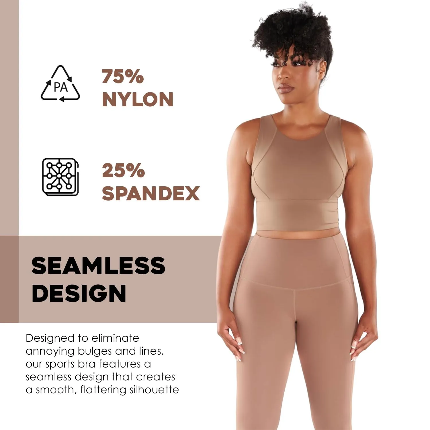 ROAM LOUD Yanta Tank Bra | Cacao L | Racerback Women's Sports Bras | Flexible High Impact Compression Gym Sports Bra