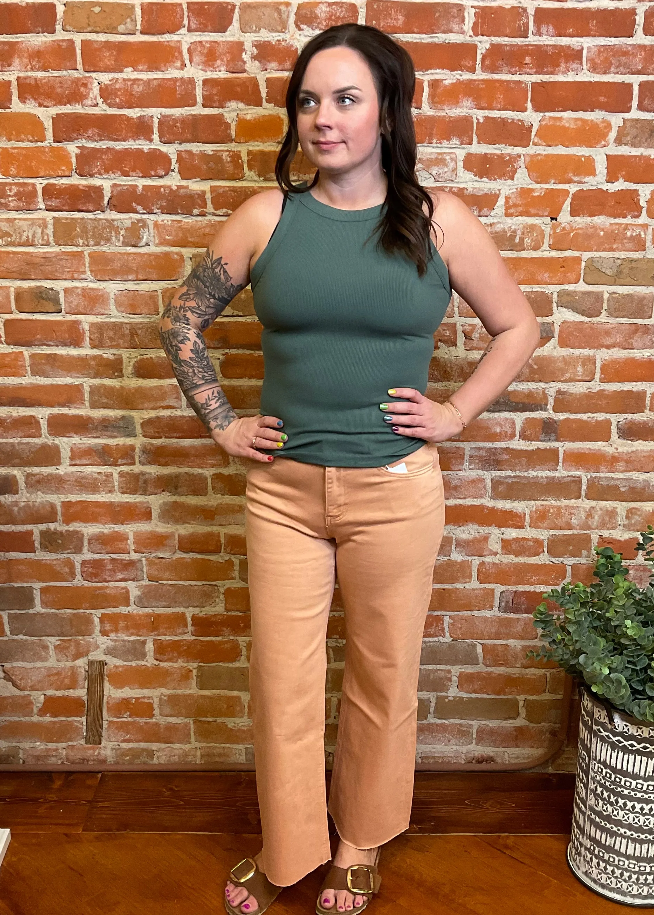 Round Neck Rib Knit Tank (Multiple Colors)