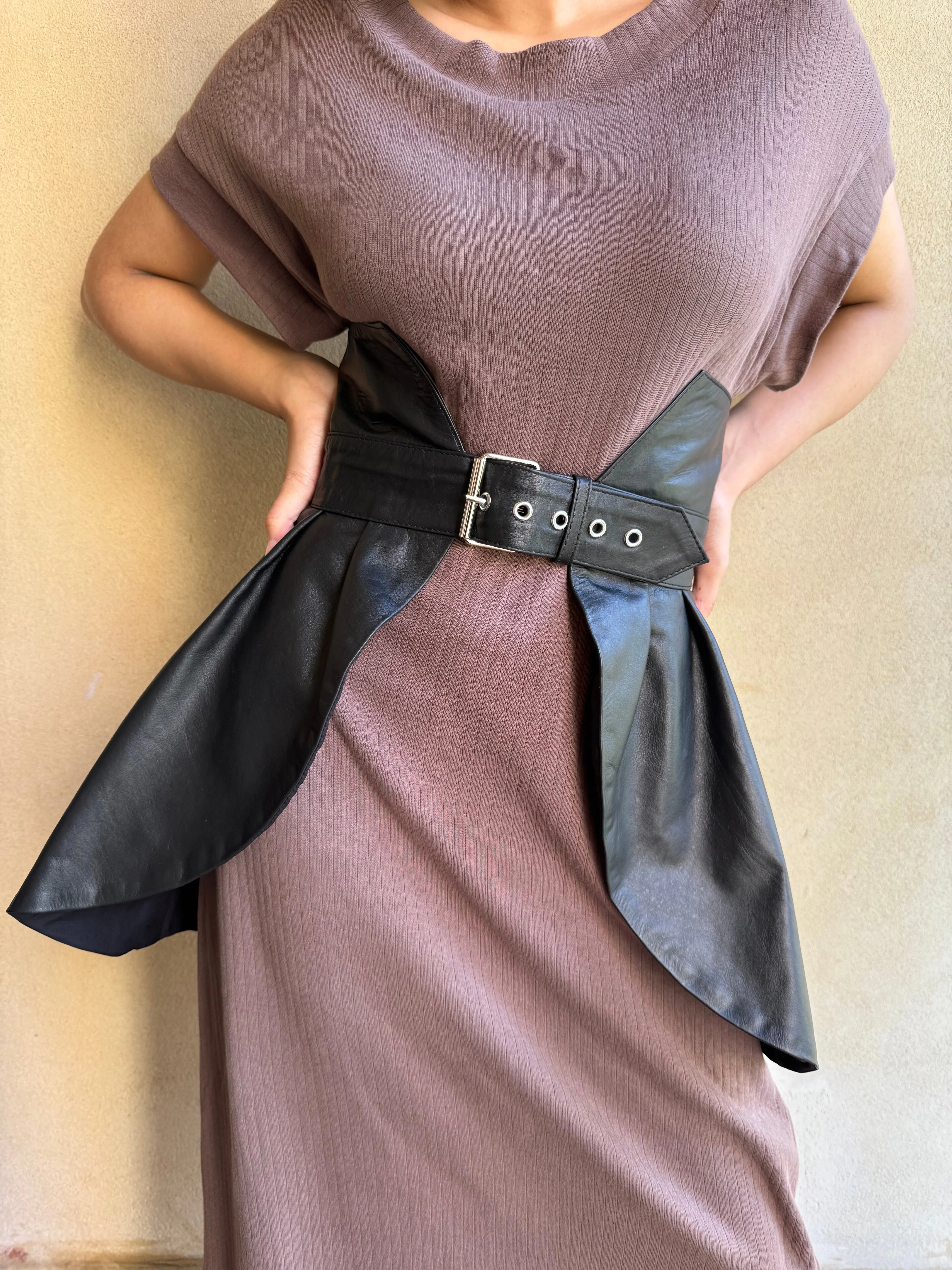 Samantha Genuine Leather Peplum Belt