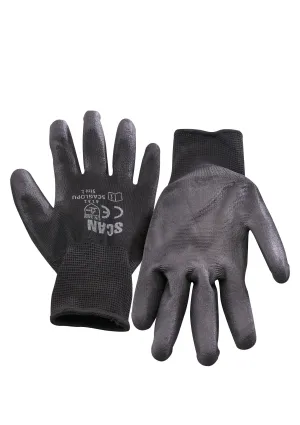 Scan Black PU Dipped Gloves (5 Pairs)