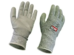 Scan Grey Pu Coated Cut 5 Gloves - Large (Size 9)