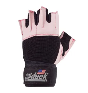 Schiek Women's Platinum Series "Gel" Weight Lifting Gloves with Wrist Wraps - Pink
