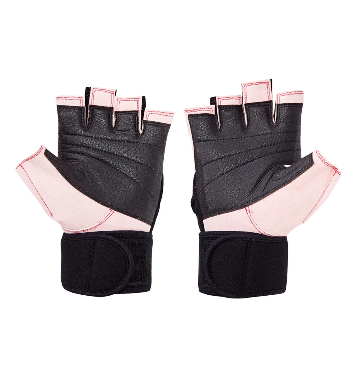 Schiek Women's Platinum Series "Gel" Weight Lifting Gloves with Wrist Wraps - Pink