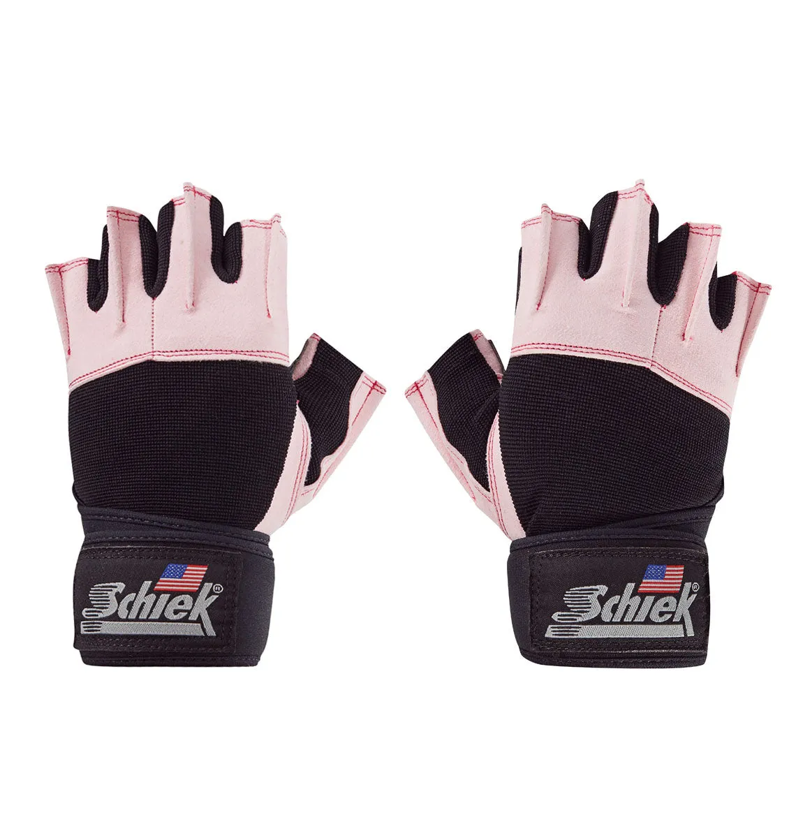 Schiek Women's Platinum Series "Gel" Weight Lifting Gloves with Wrist Wraps - Pink