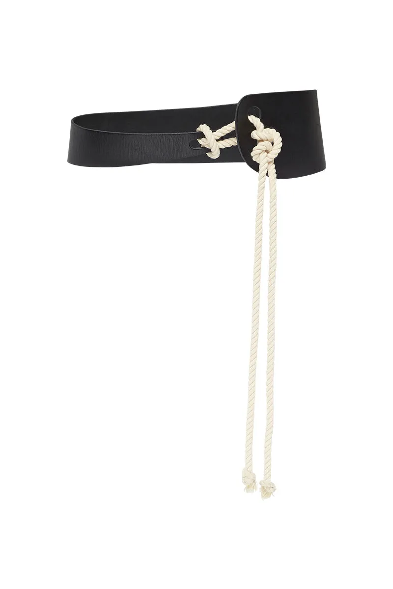 SCULPTED ROPE BELT - BLACK