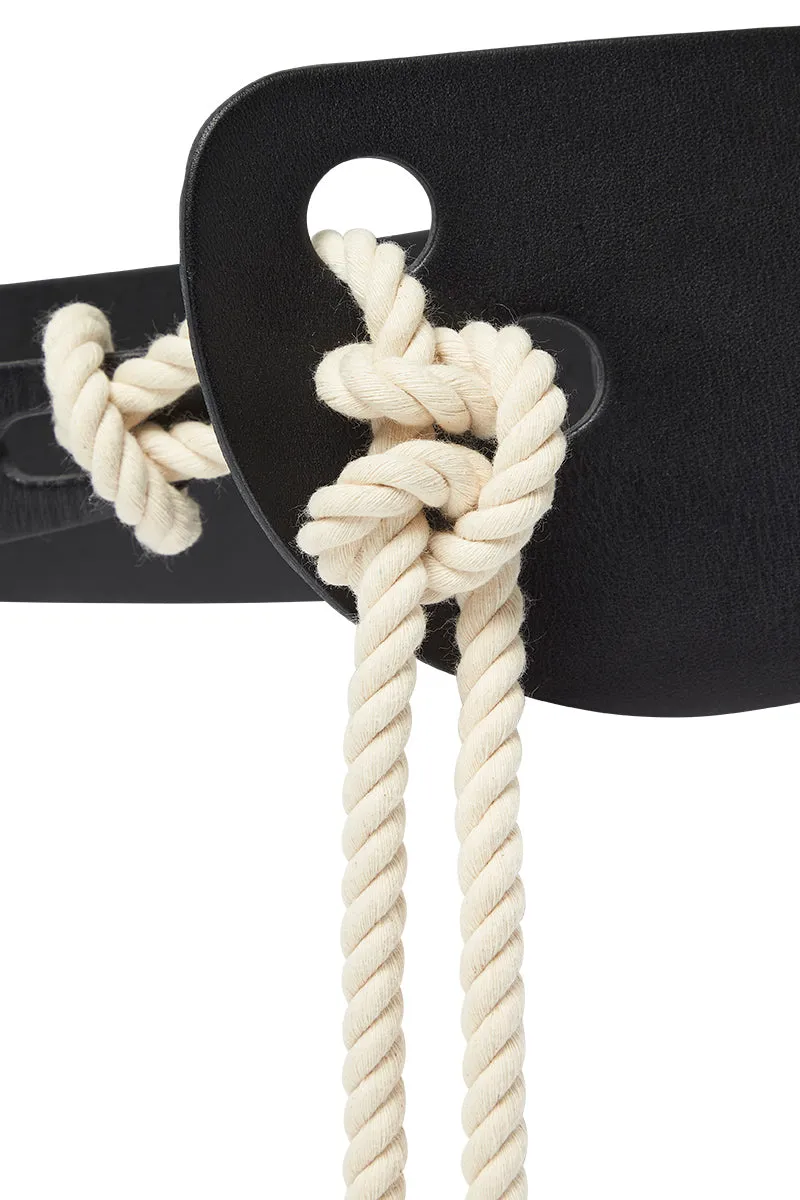 SCULPTED ROPE BELT - BLACK