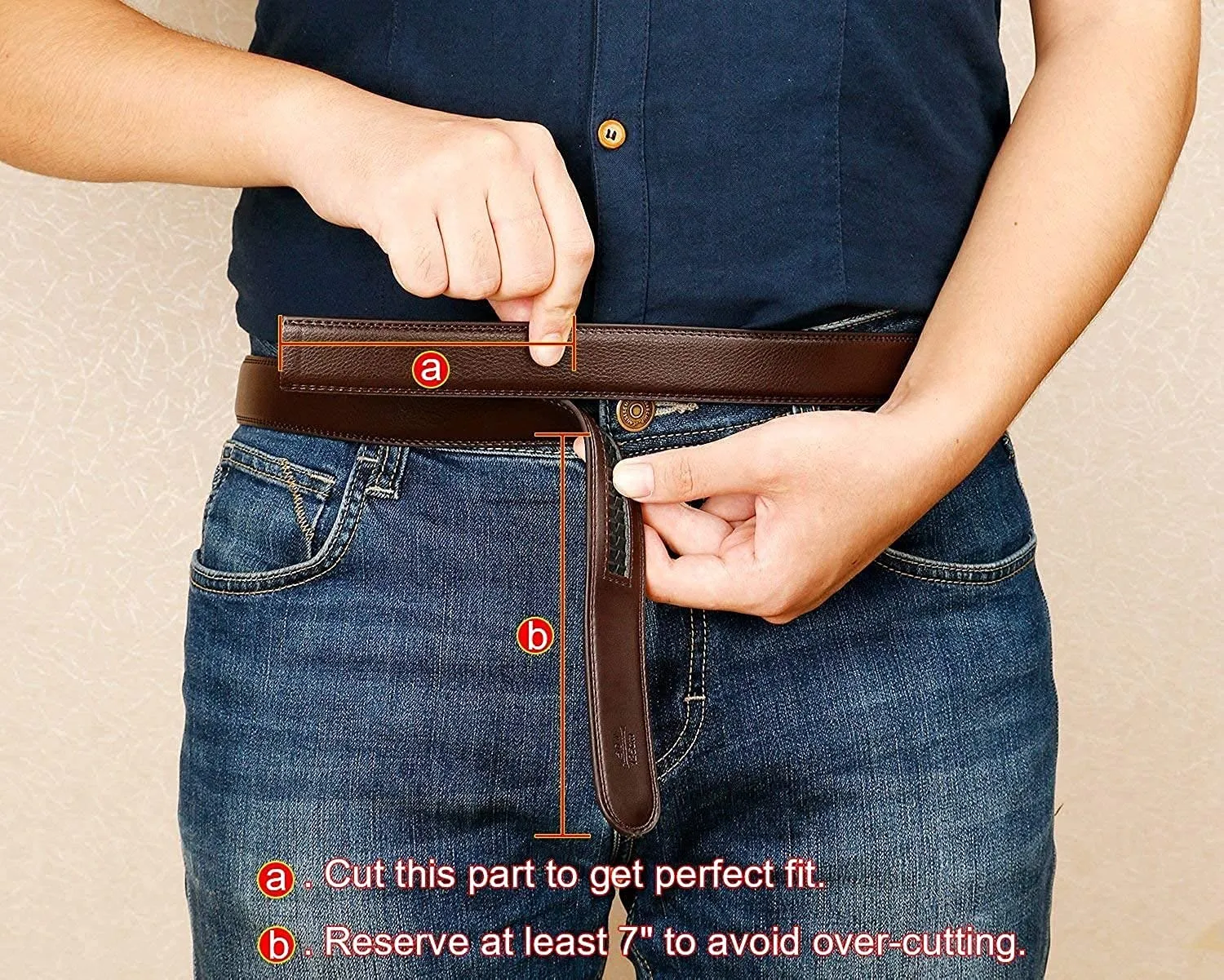 Set of 2 Leather Ratchet Dress Belt for Men Perfect Fit Waist Size 22-50 inches with Automatic Buckle