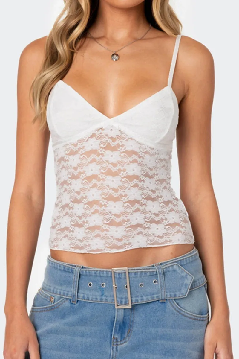 Sexy Solid Color Lace V Neck Tops(3 Colors)