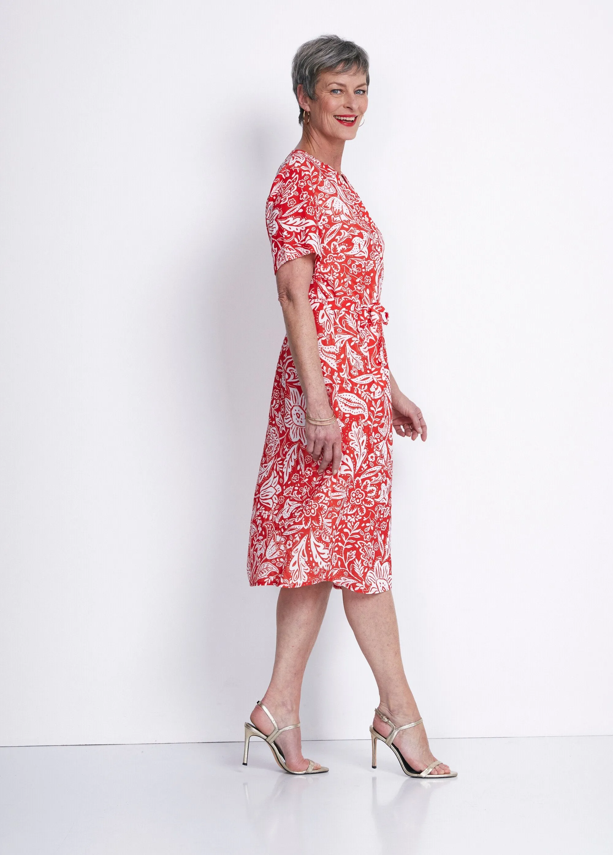 Short dress in two-tone waffle fabric