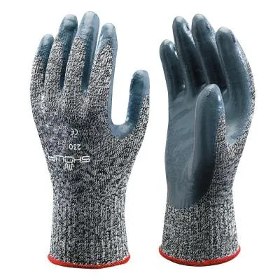 SHOWA® Nitrile, Cut Resistant Gloves, Size L, A7 ANSI/ISEA Cut Level, Black, Yellow, 1 PR, 257L-08