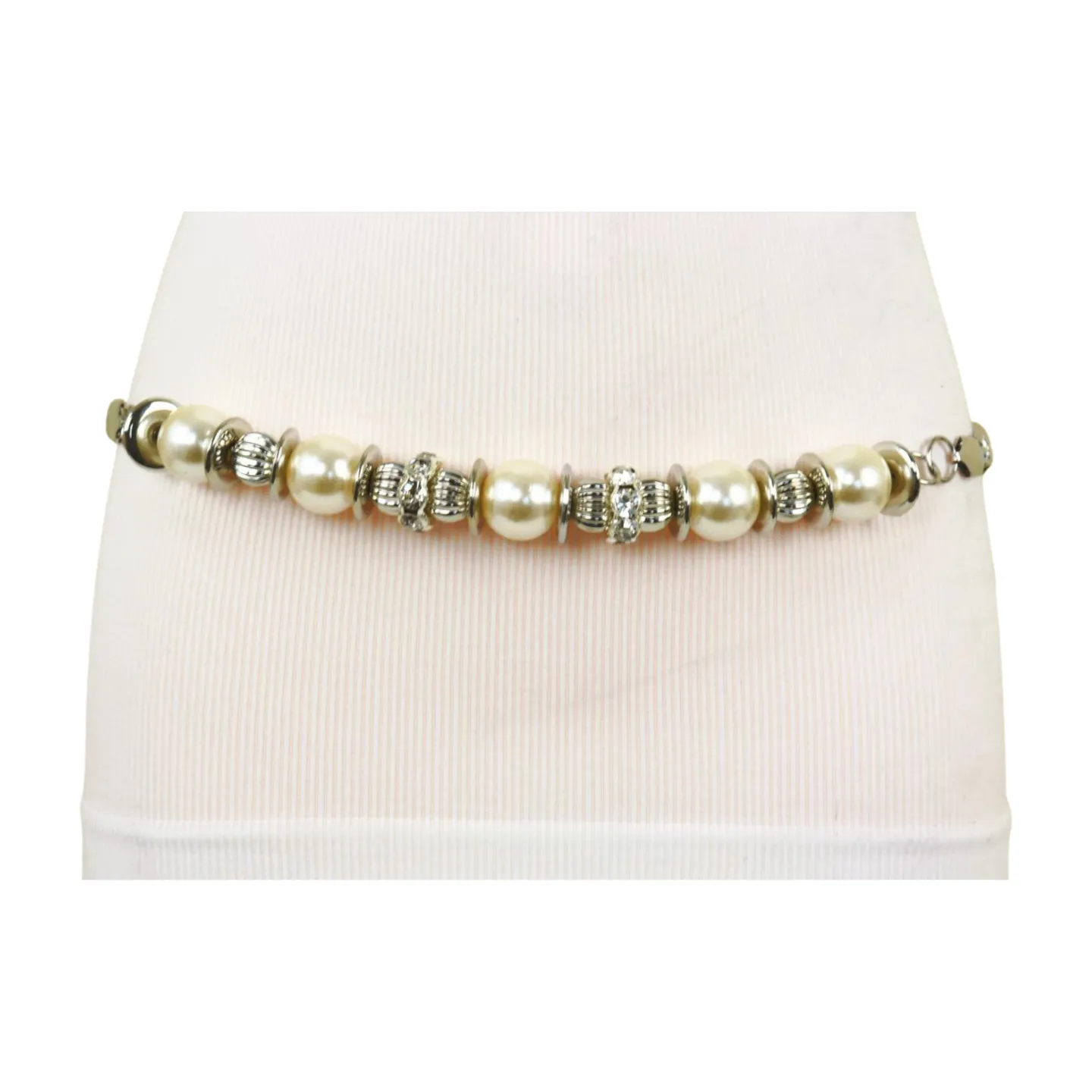 Silver Metal Chain Beaded Belt Bling Size S M L