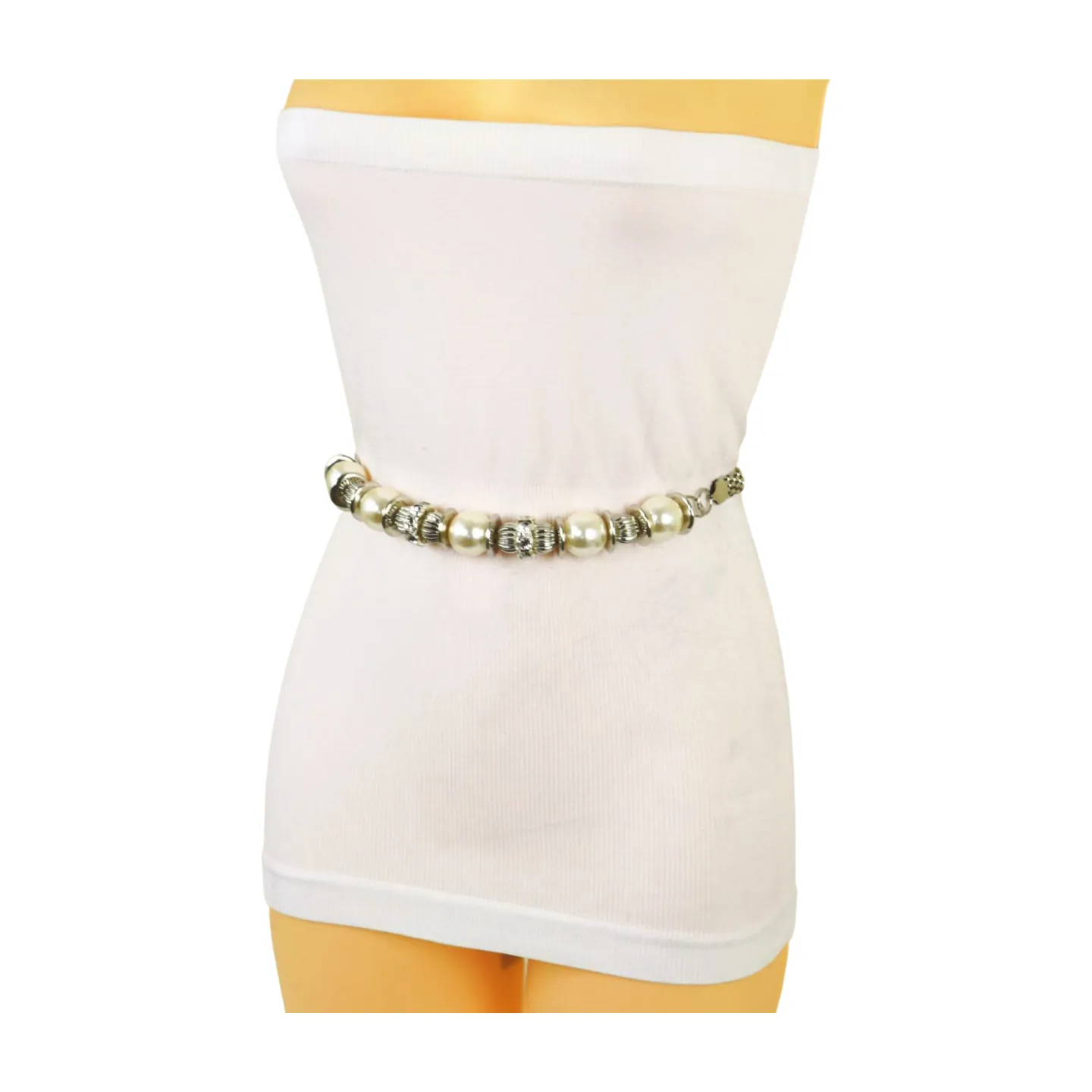 Silver Metal Chain Beaded Belt Bling Size S M L