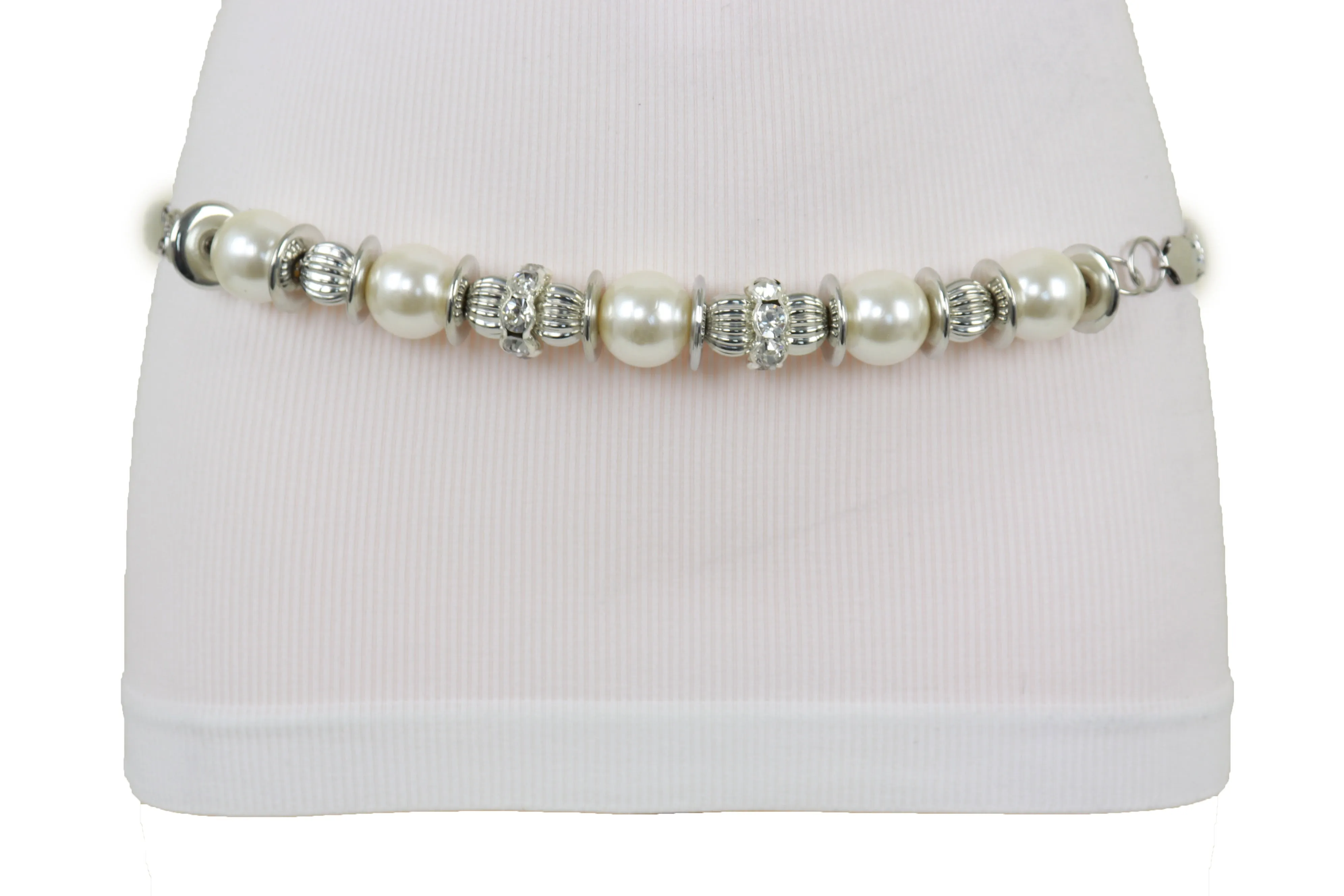 Silver Metal Chain Beaded Belt Bling Size S M L