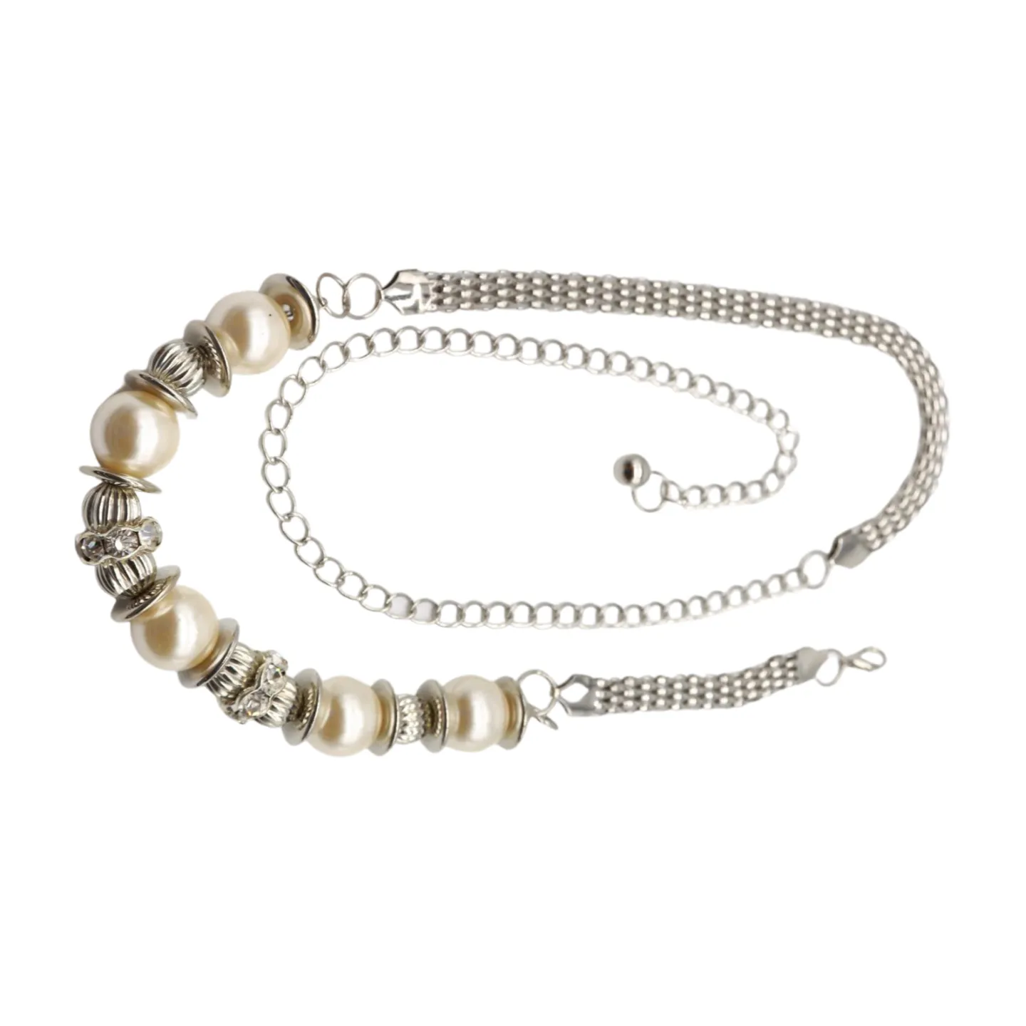 Silver Metal Chain Beaded Belt Bling Size S M L