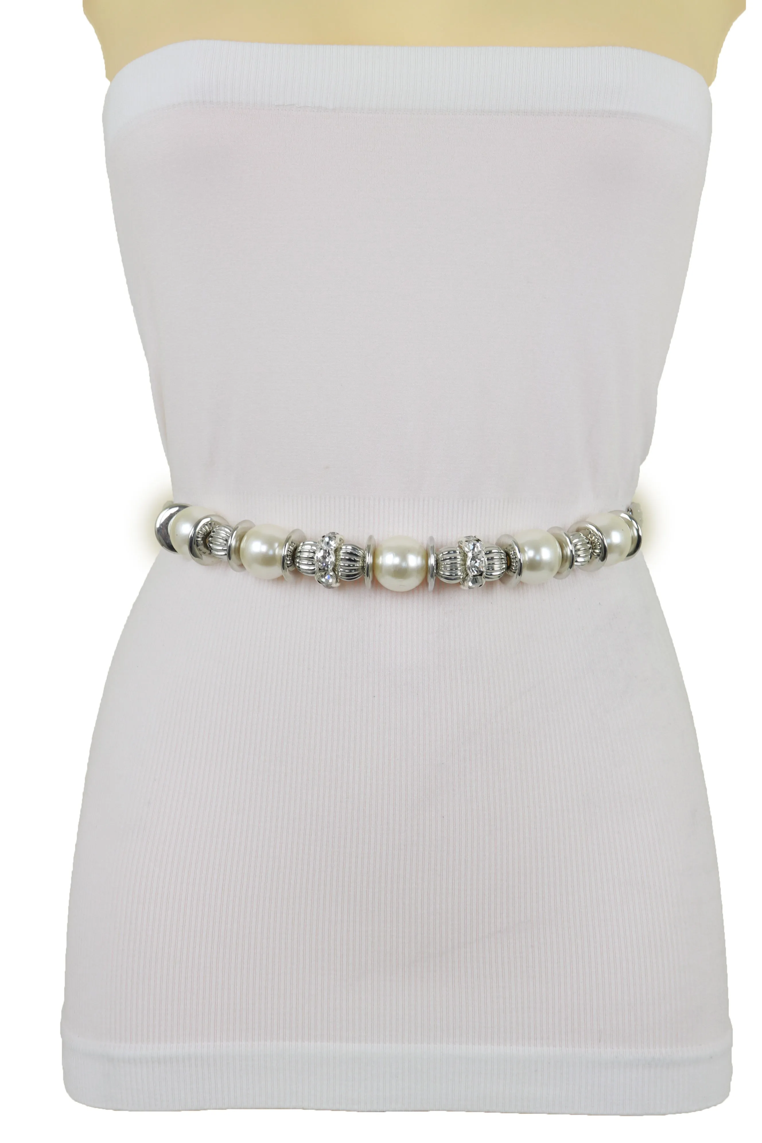 Silver Metal Chain Beaded Belt Bling Size S M L