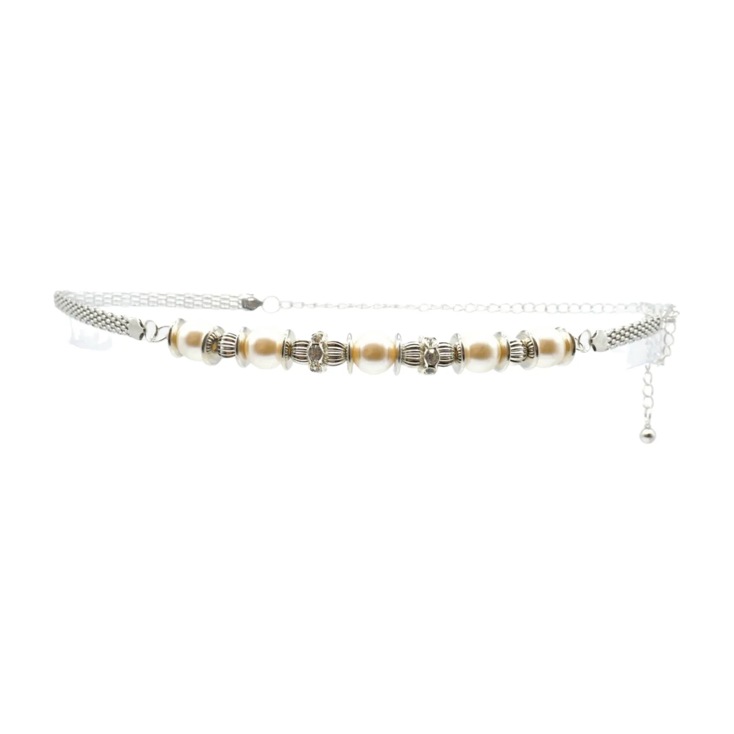 Silver Metal Chain Beaded Belt Bling Size S M L