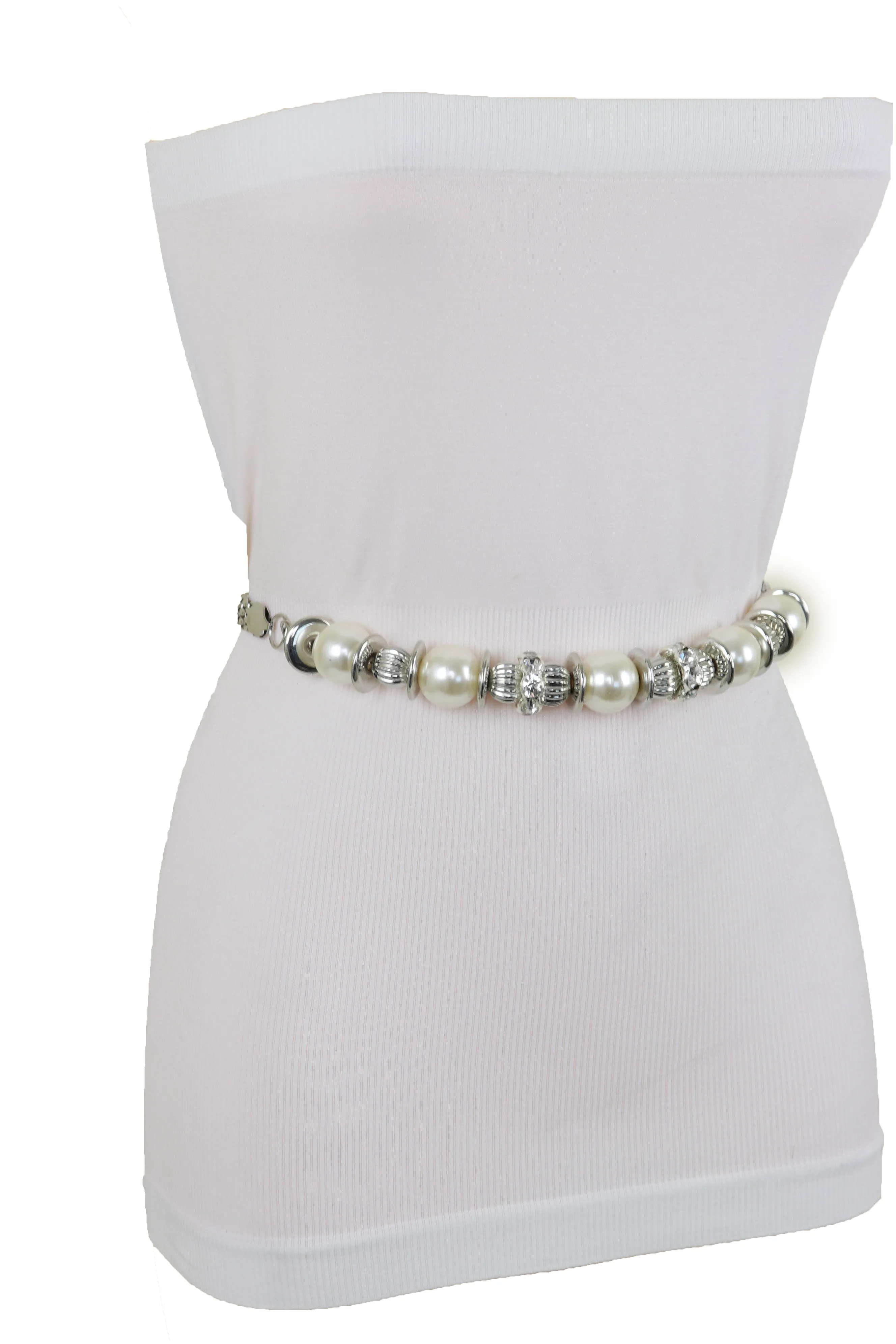Silver Metal Chain Beaded Belt Bling Size S M L