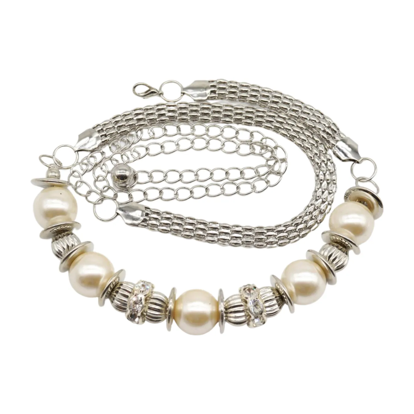 Silver Metal Chain Beaded Belt Bling Size S M L