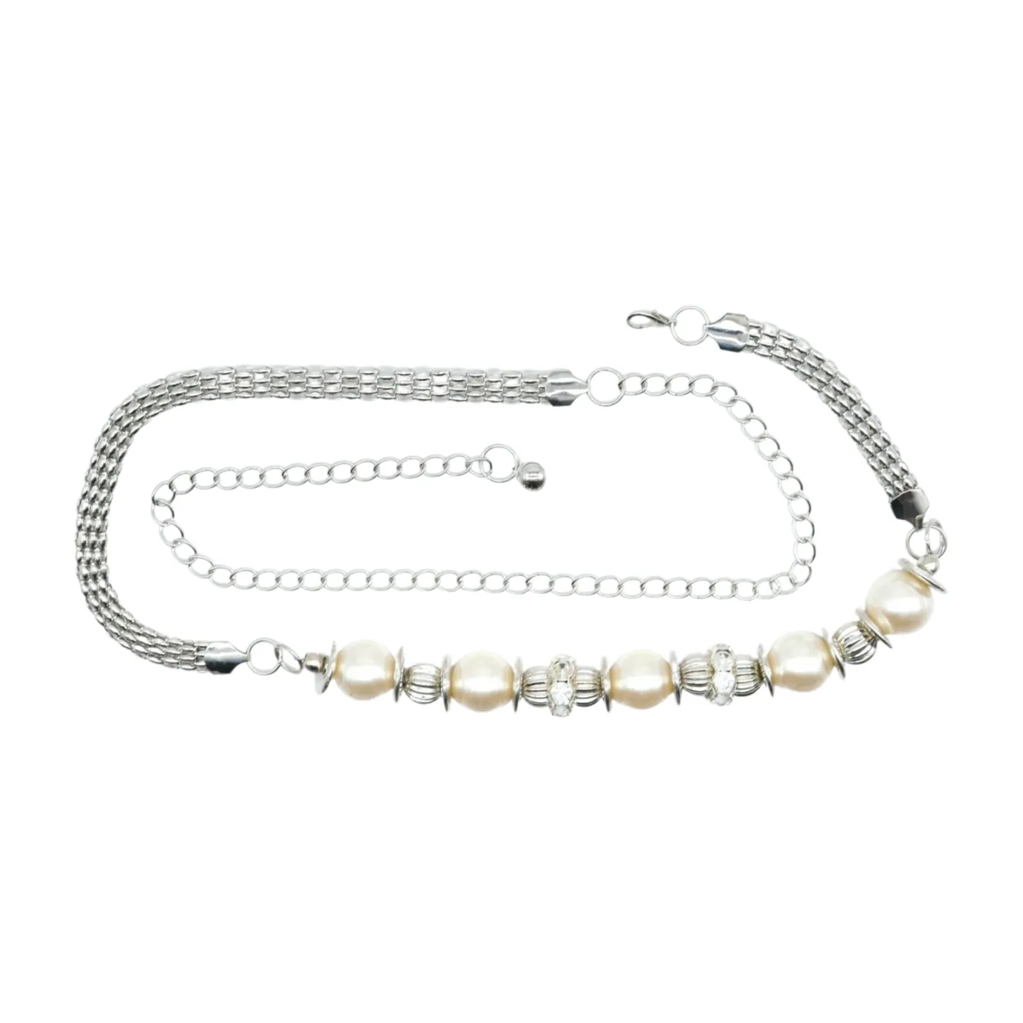 Silver Metal Chain Beaded Belt Bling Size S M L