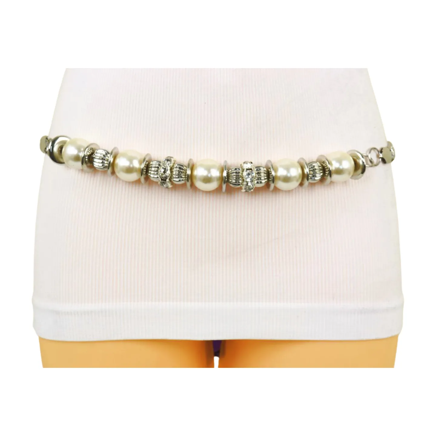 Silver Metal Chain Beaded Belt Bling Size S M L