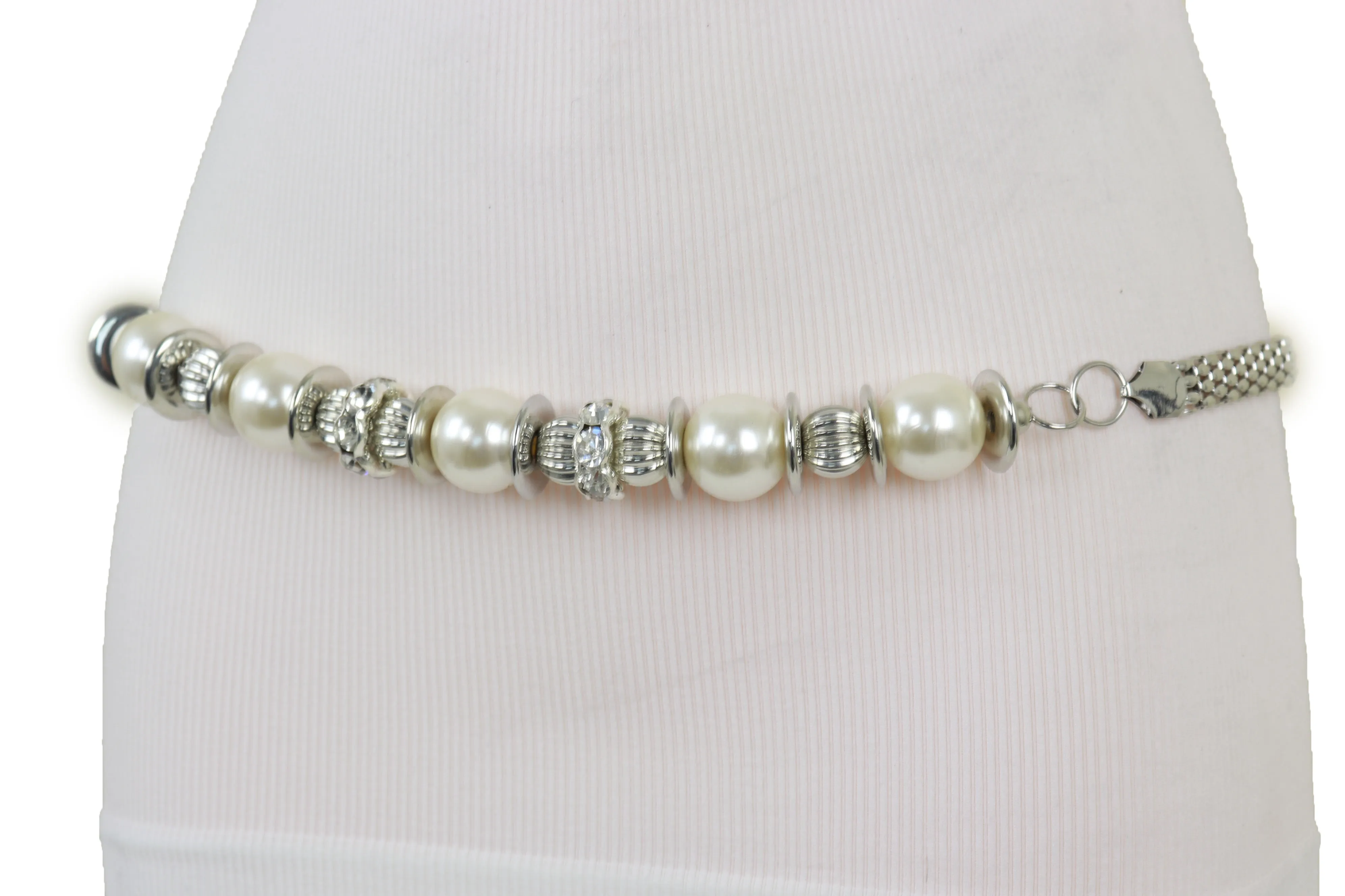 Silver Metal Chain Beaded Belt Bling Size S M L