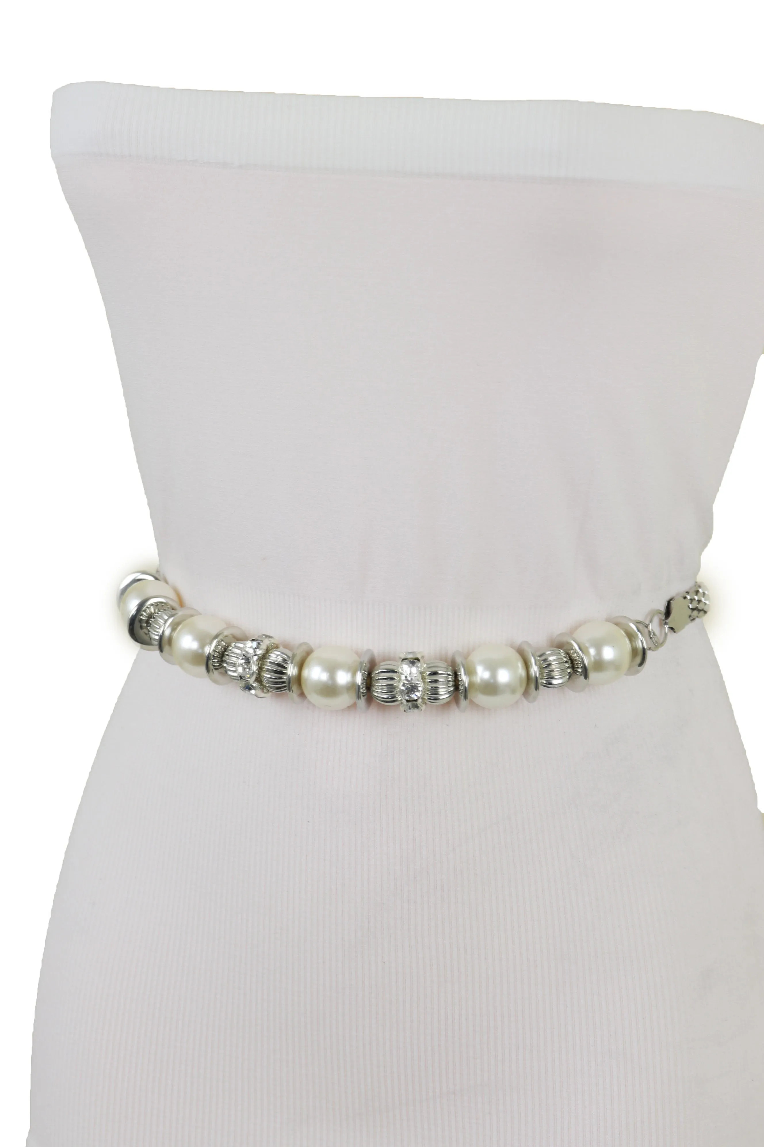 Silver Metal Chain Beaded Belt Bling Size S M L