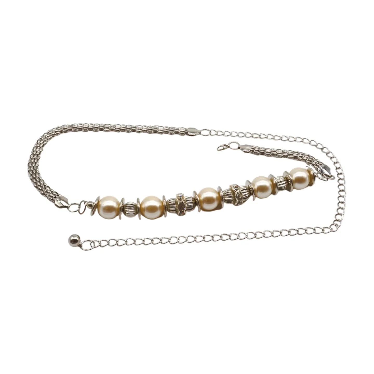 Silver Metal Chain Beaded Belt Bling Size S M L