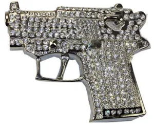 Silver Rhine Stone Gun Belt Buckle