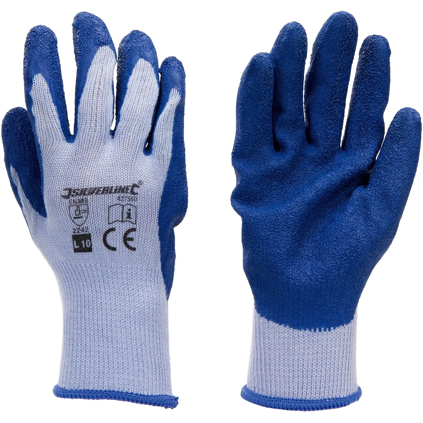 Silverline Latex Builders Glove Heavy Duty Work Safety Garden Construction
