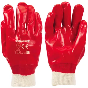 Silverline Red PVC Gloves Protective Work Grease Oil Repellent