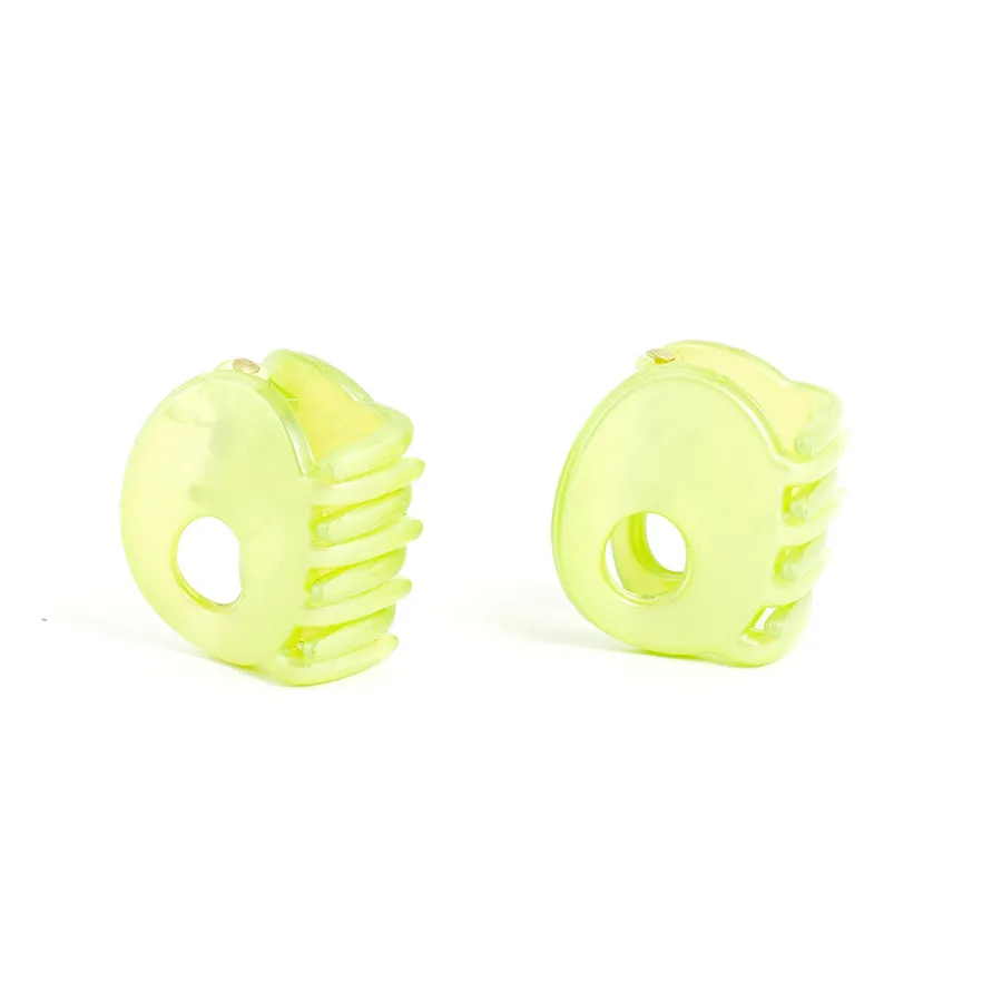 Small Green Oval Plastic Hair Claw - Pair