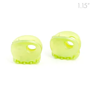 Small Green Oval Plastic Hair Claw - Pair