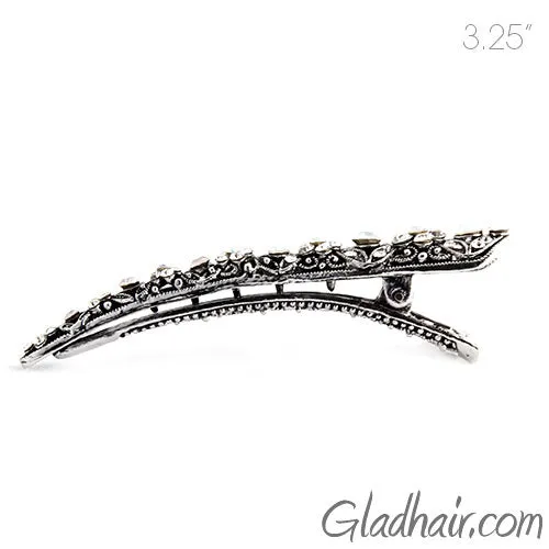 Small Metal Silver Beak Clip with Crystals - 1 Piece