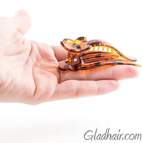Small Tortoise Flower Plastic Beak Clip - Pair