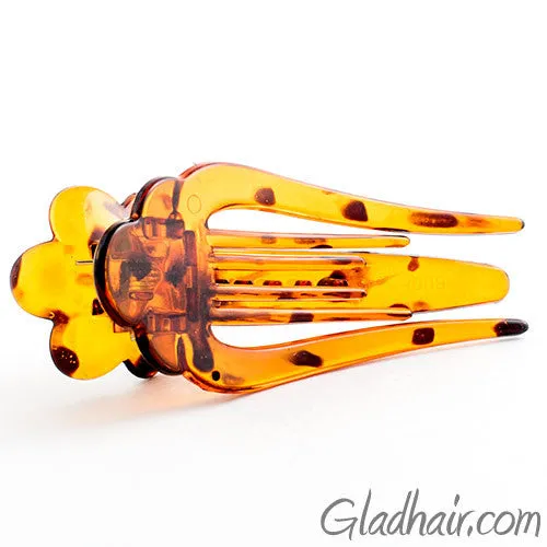 Small Tortoise Flower Plastic Beak Clip - Pair
